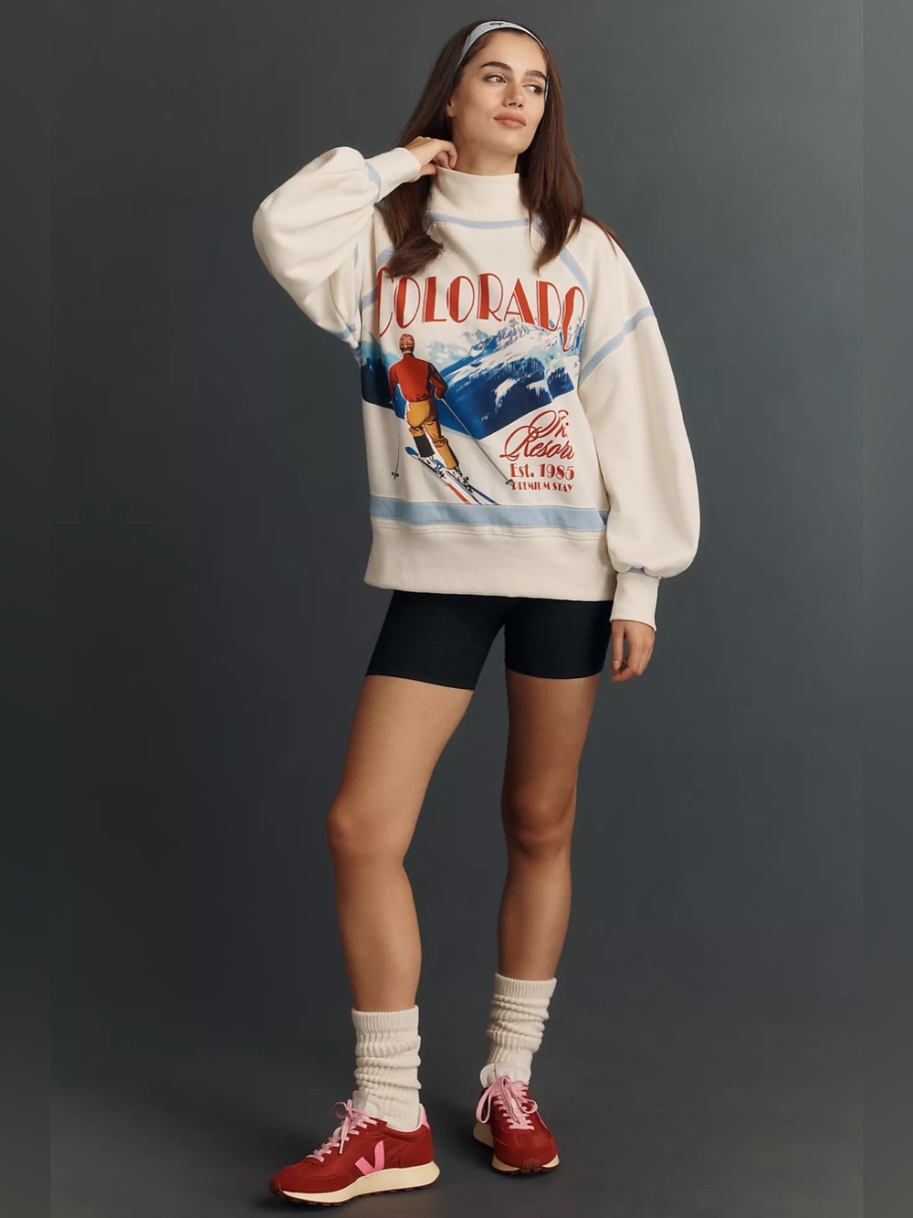 Anthropologie Daily Practice Base Plate Colorado Ski Mock Neck Sweatshirt - Picture 2 of 8